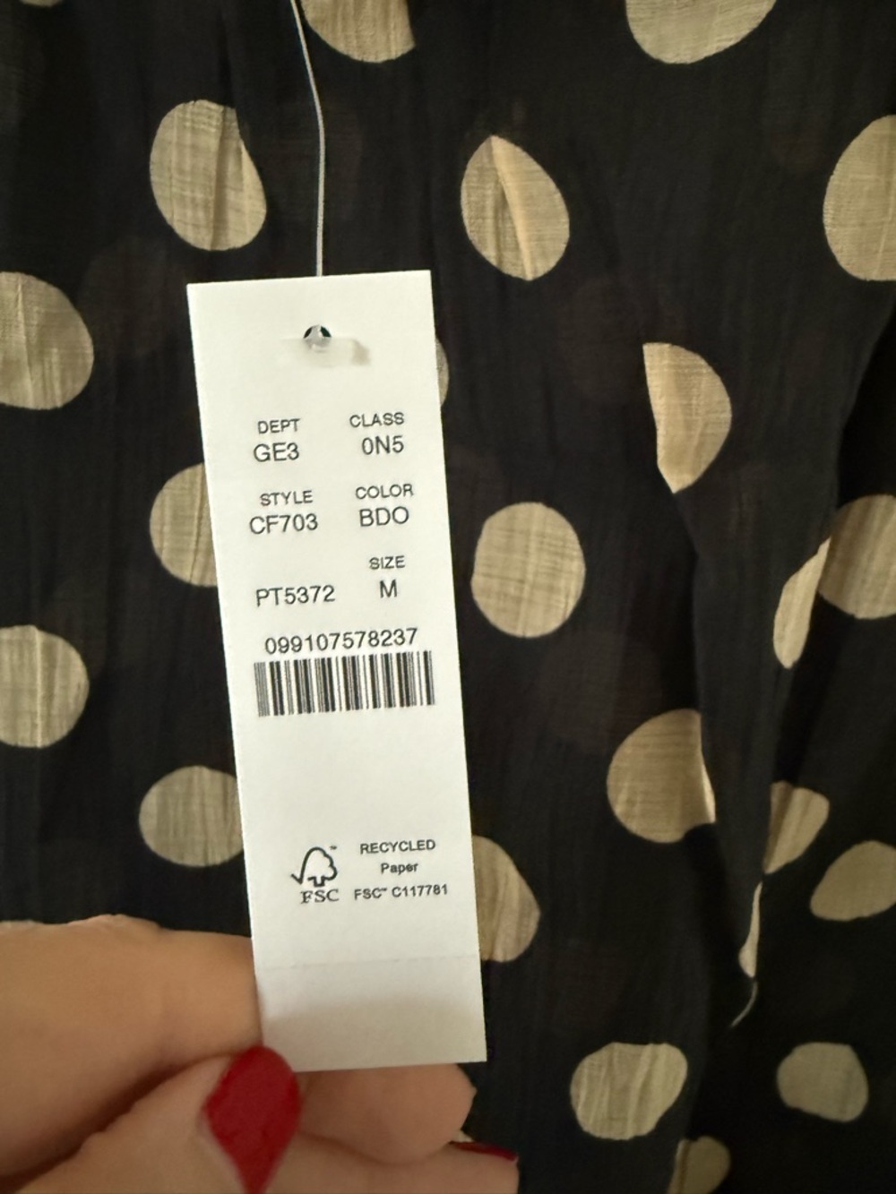 J. Crew Black Polka Dot Midi Coverup Dress with Beige Dots size M - NWT - Picture 8 of 8